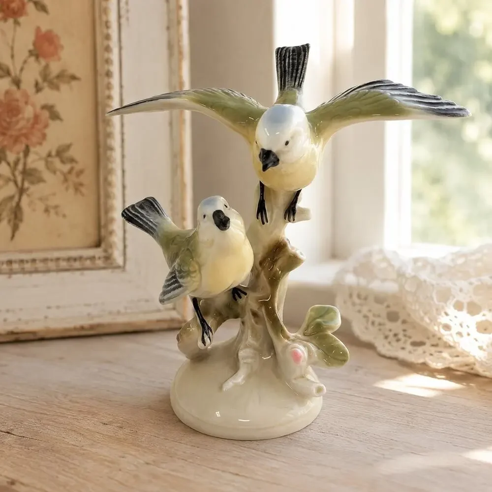 Carl Scheidig Gräfenthal Porcelain Bird Pair Figurine Germany 6 Inch